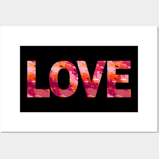 Love Abstract Art with Magenta Paint Strokes Wall Art by Enchanting Art and Dreamy Designs